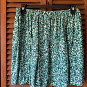 Old Navy Teal Floral A-Line Skirt
